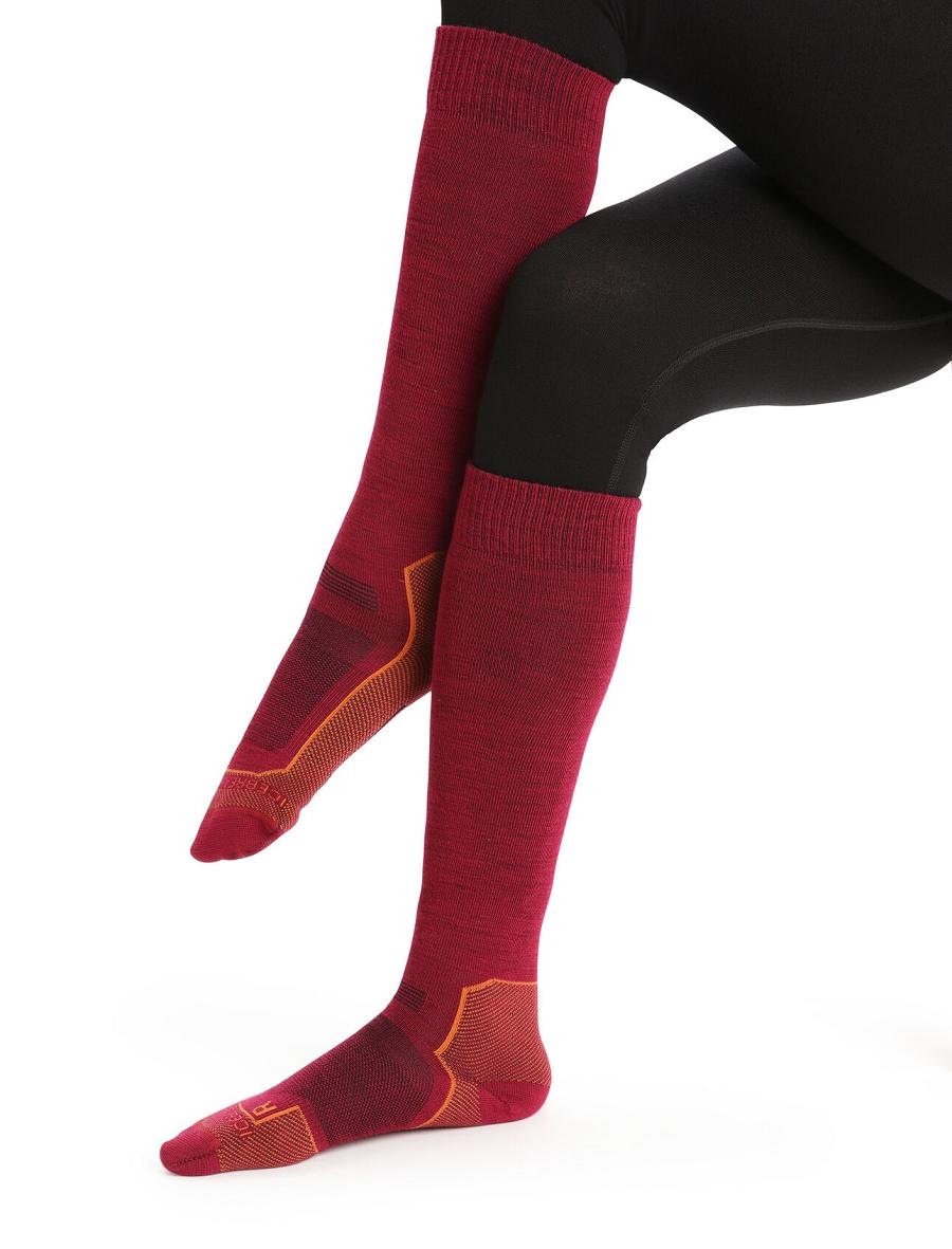 Cherry / Clove Icebreaker Merino Ski+ Ultralight Over the Calf Women's Socks | AU 1441TCEV